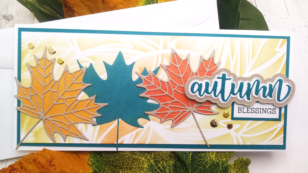 My 1st Slimline Card Using Leaves Dies from Honey Bee Stamps