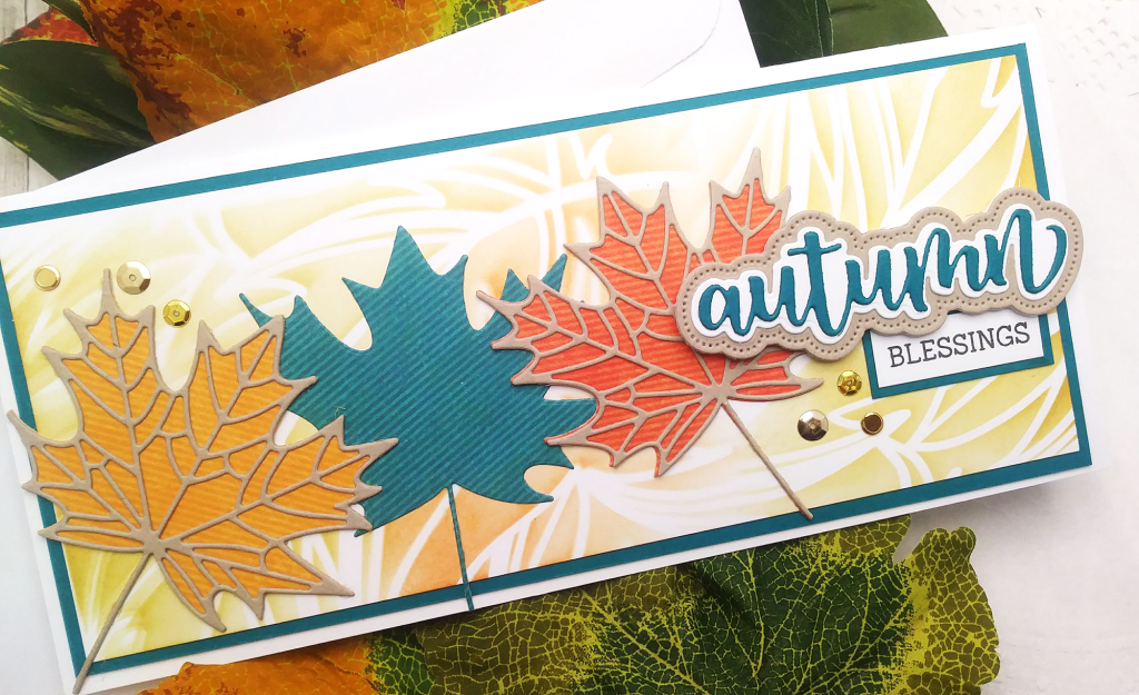 My 1st Slimline Card Using Leaves Dies from Honey Bee Stamps