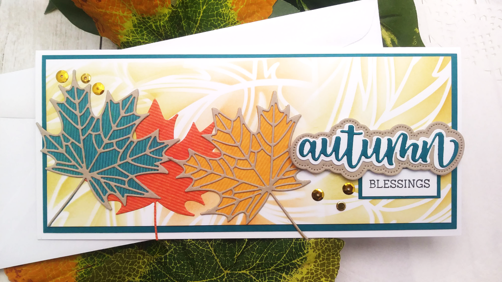 My 1st Slimline Card Using Leaves Dies from Honey Bee Stamps