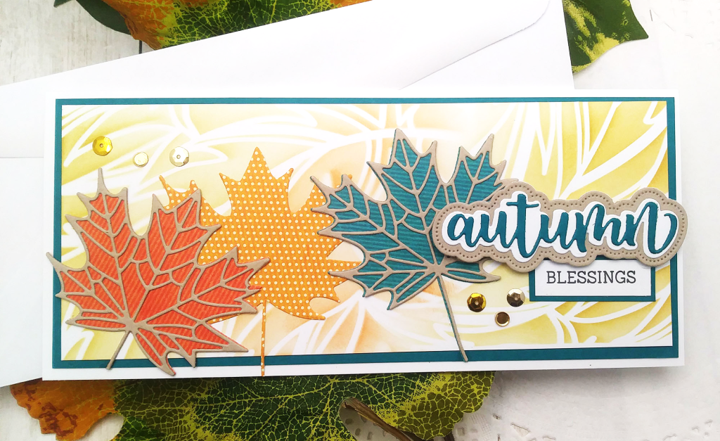 My 1st Slimline Card Using Leaves Dies from Honey Bee Stamps