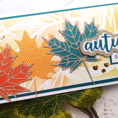 My 1st Slimline Card Using Leaves Dies from Honey Bee Stamps