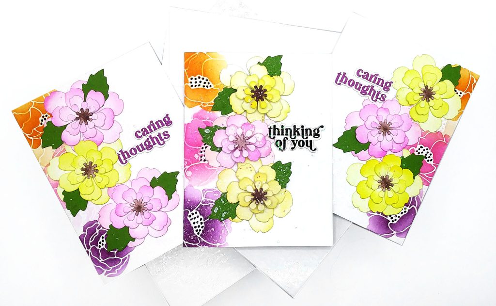 Caring Thoughts and Thinking of You 3D Flowers Cards