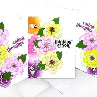 Caring Thoughts and Thinking of You 3D Flowers Cards