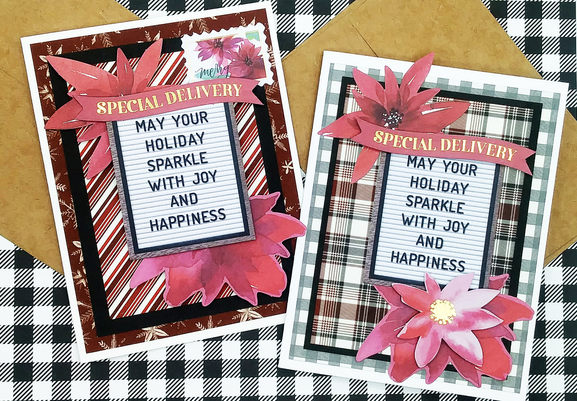 Layered-Up Christmas Cards using Pattern Papers & Ephemera