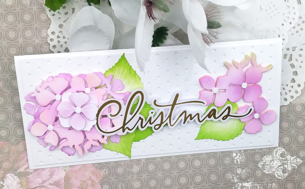 Slimline Christmas Cards with Honey Bee Stamps Hydrangeas Layered Dies