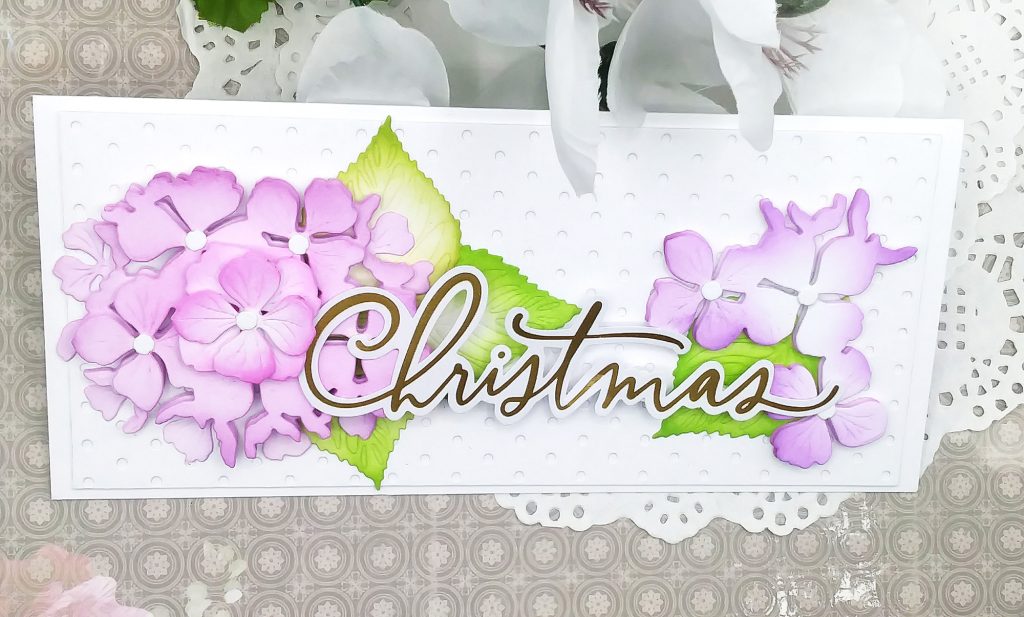 Slimline Christmas Cards with Honey Bee Stamps Hydrangeas Layered Dies