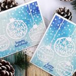 Christmas Ornaments Cards with Whimsy Stamps Flurry Blurry Papers