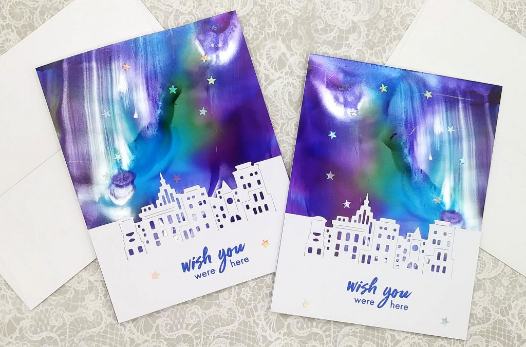More Alcohol Ink Pressed Cards with Hero Arts City View Die