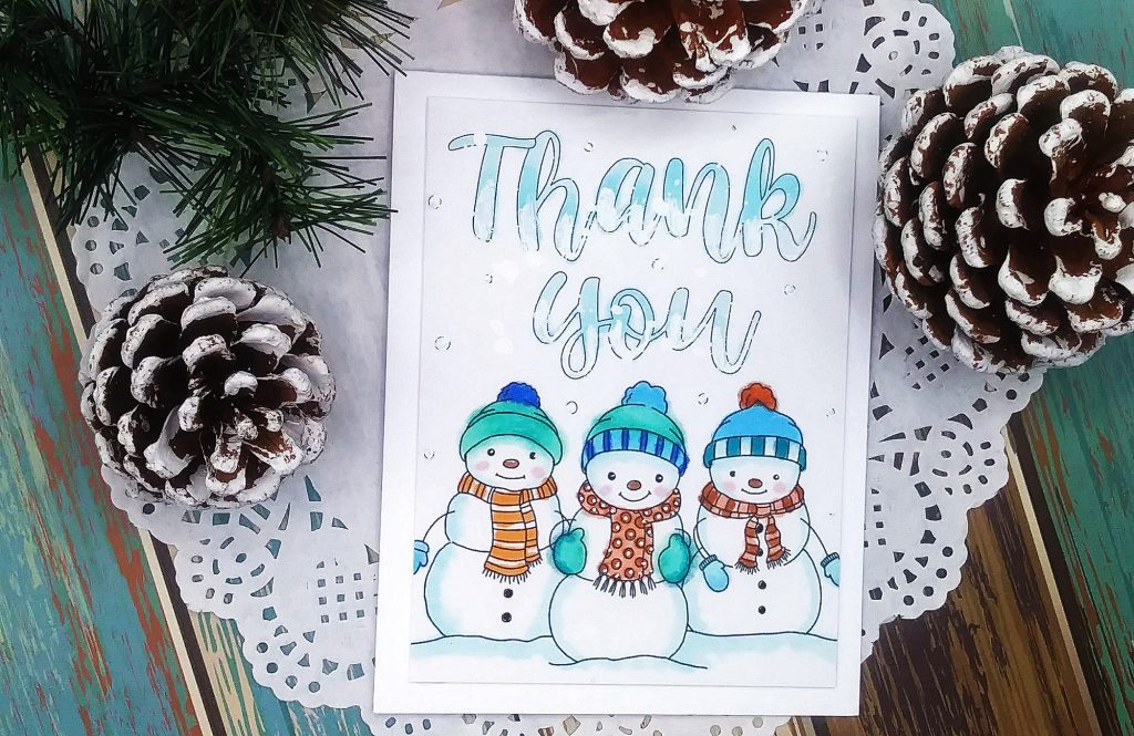Copic Coloring Challenge with Suzy's Winter Thanks Watercolor Cards