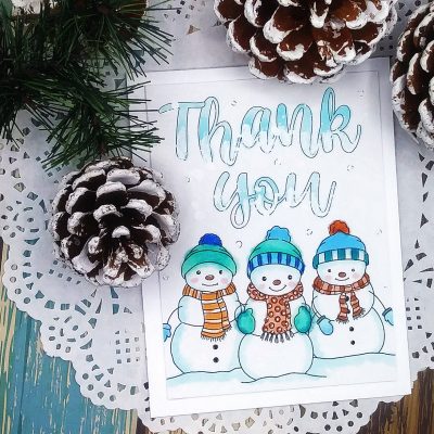 Copic Coloring Challenge with Suzy’s Winter Thanks Watercolor Cards