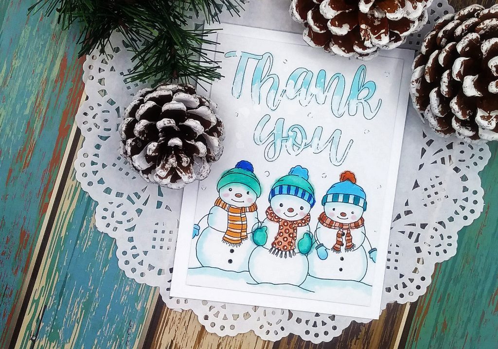 Copic Coloring Challenge with Suzy's Winter Thanks Watercolor Cards