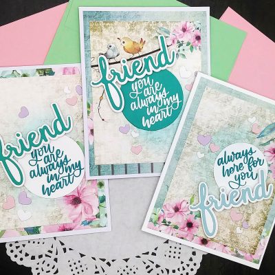 Friendship Cards with Dress my Craft Magnolias Paper Pack