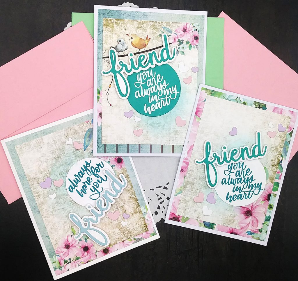 Friendship Cards with Dress my Craft Magnolias Paper Pack