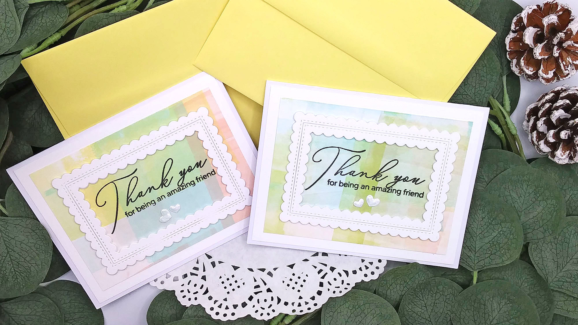 Cards with a Background Designs made with Ink and a Brayer