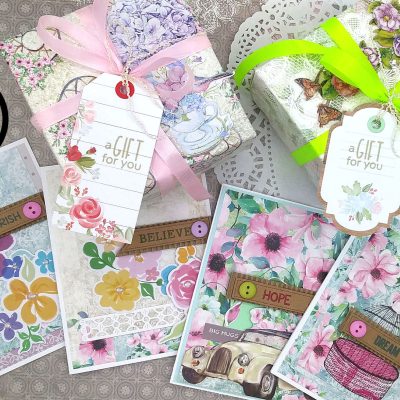 Plain Notecards and Gift Boxes with Patterned Papers