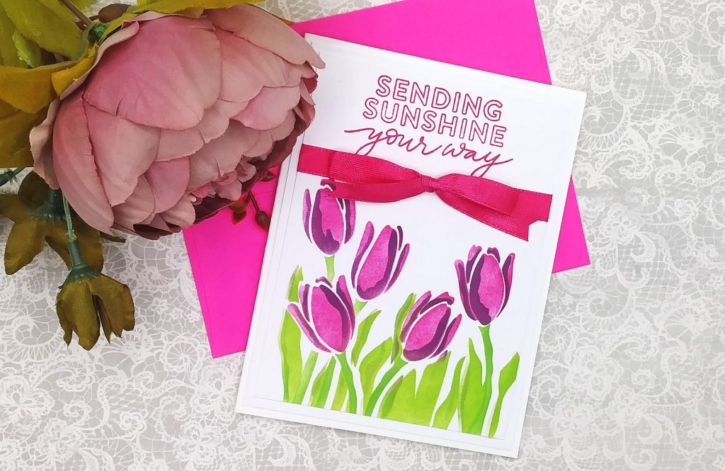 Layer Stenciling with Simon Says Stamp Tulips Stencil Set