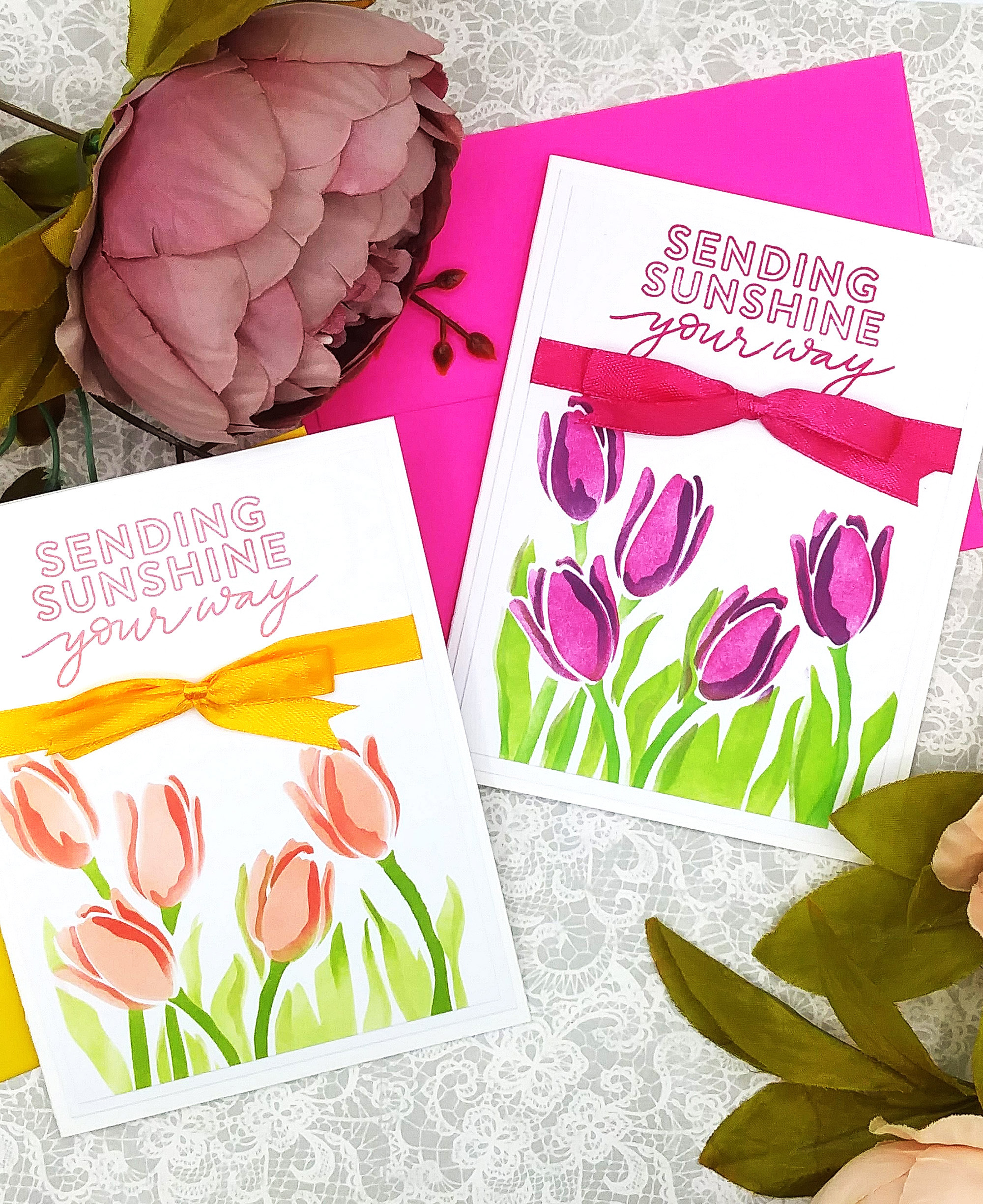 Layer Stenciling with Simon Says Stamp Tulips Stencil Set