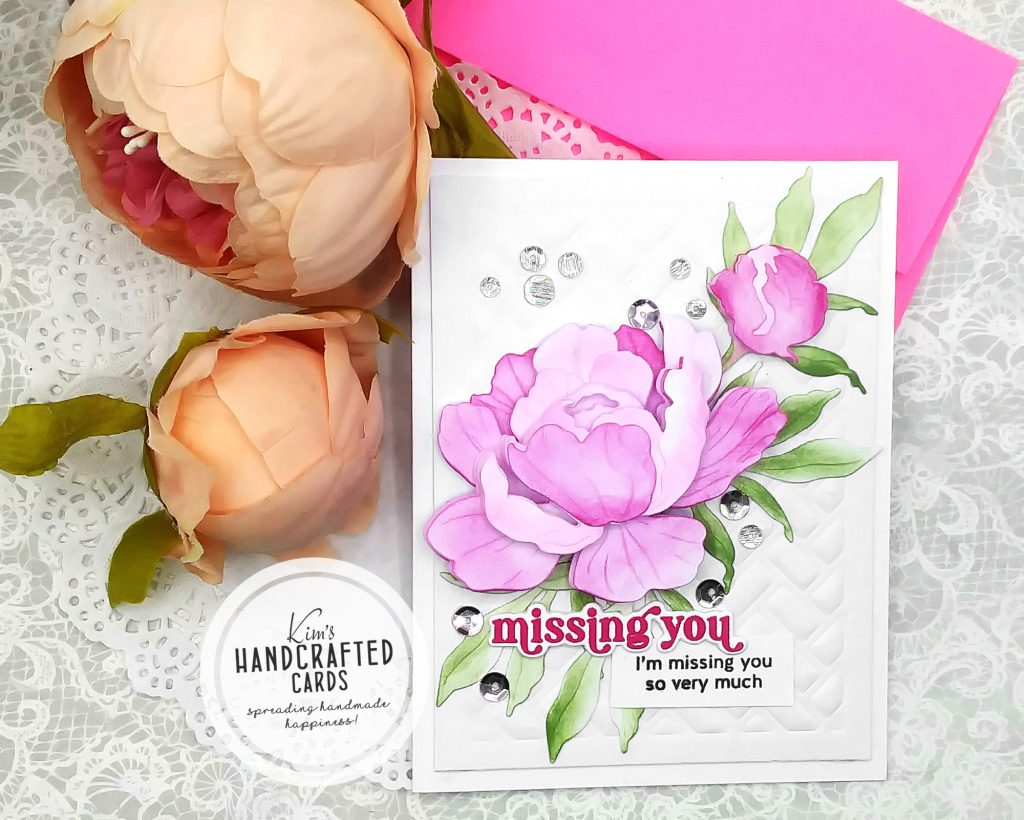 Missing You Card with Honey Bee Stamps Peonies Lovely Layers Die Set