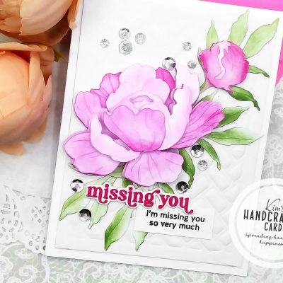 Missing You Card with Honey Bee Stamps Peony Lovely Layers Die Set