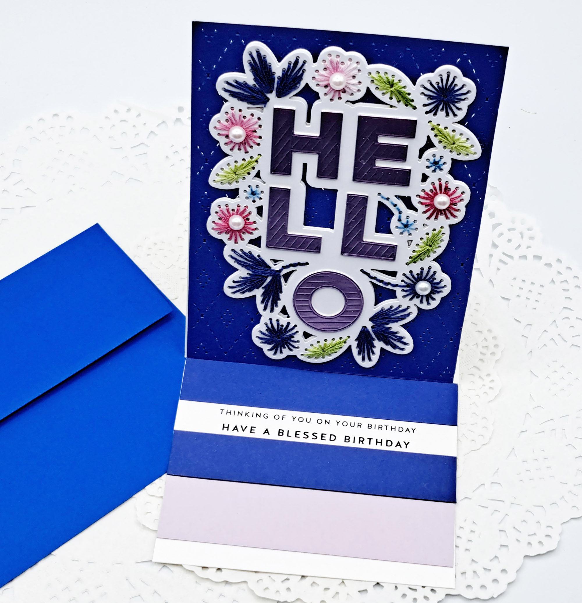 Stitched Hello Easel Card