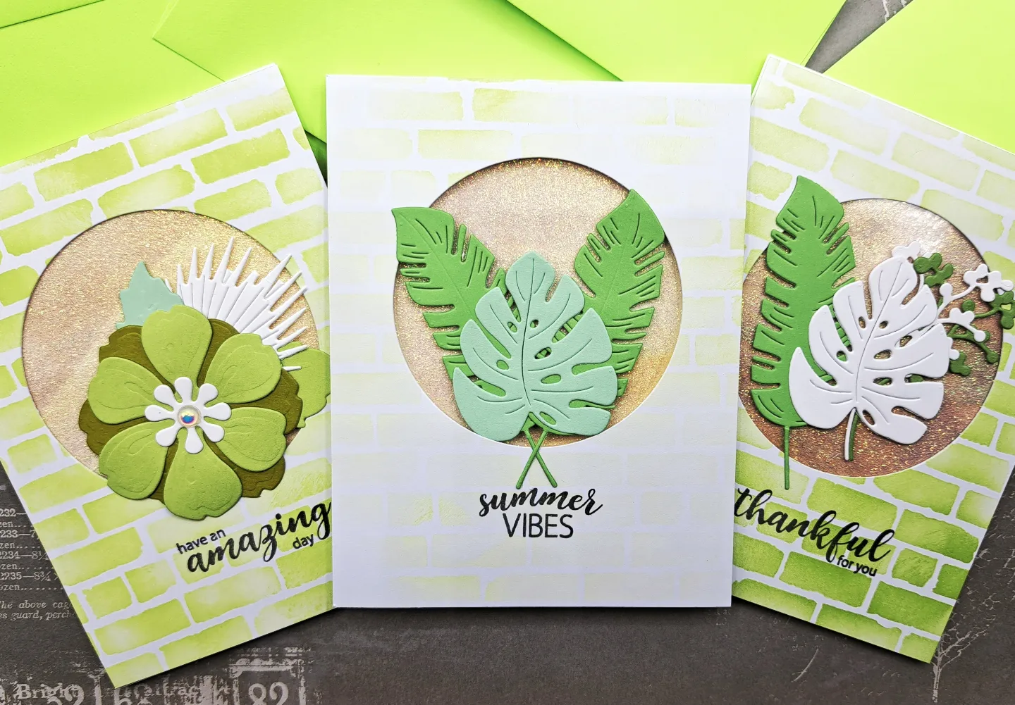 Cards with Much Green and Sheen