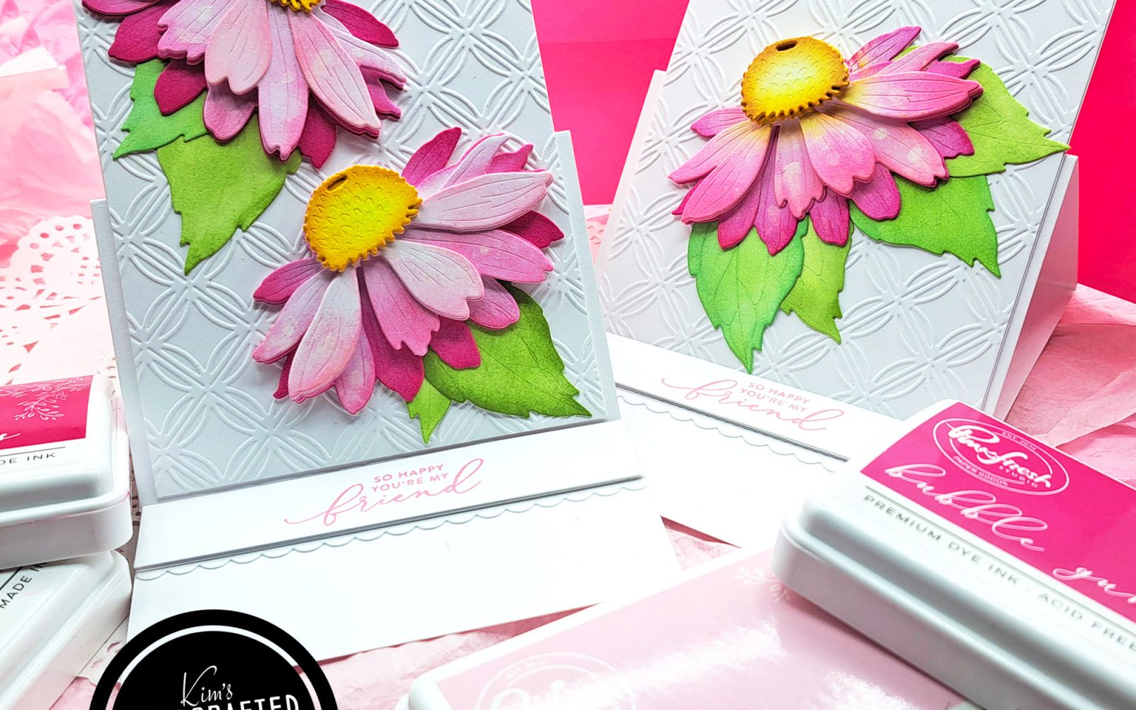 Pretty in Pink: Honey Bee Stamps Lovely Layers “Coneflower” Easel Cards