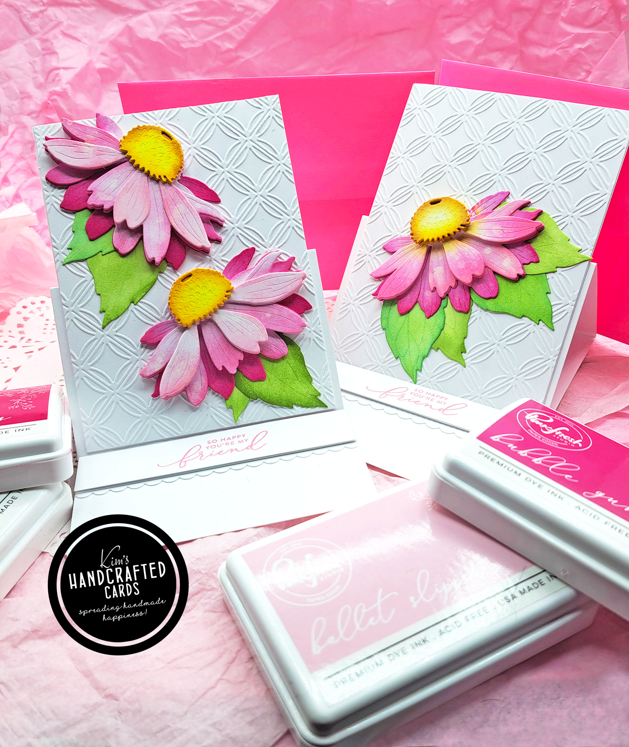 Pretty in Pink: Honey Bee Stamps Lovely Layers "Cornflowers" Easel Cards