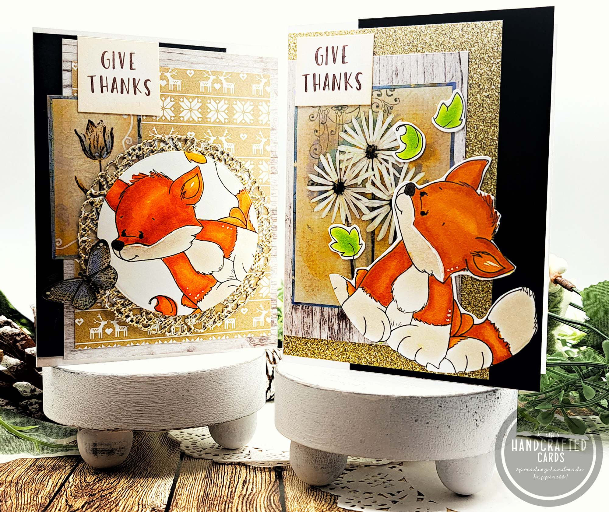 Mixing Pattern Papers with Digital: Whimsy Stamp's Autumn Fox