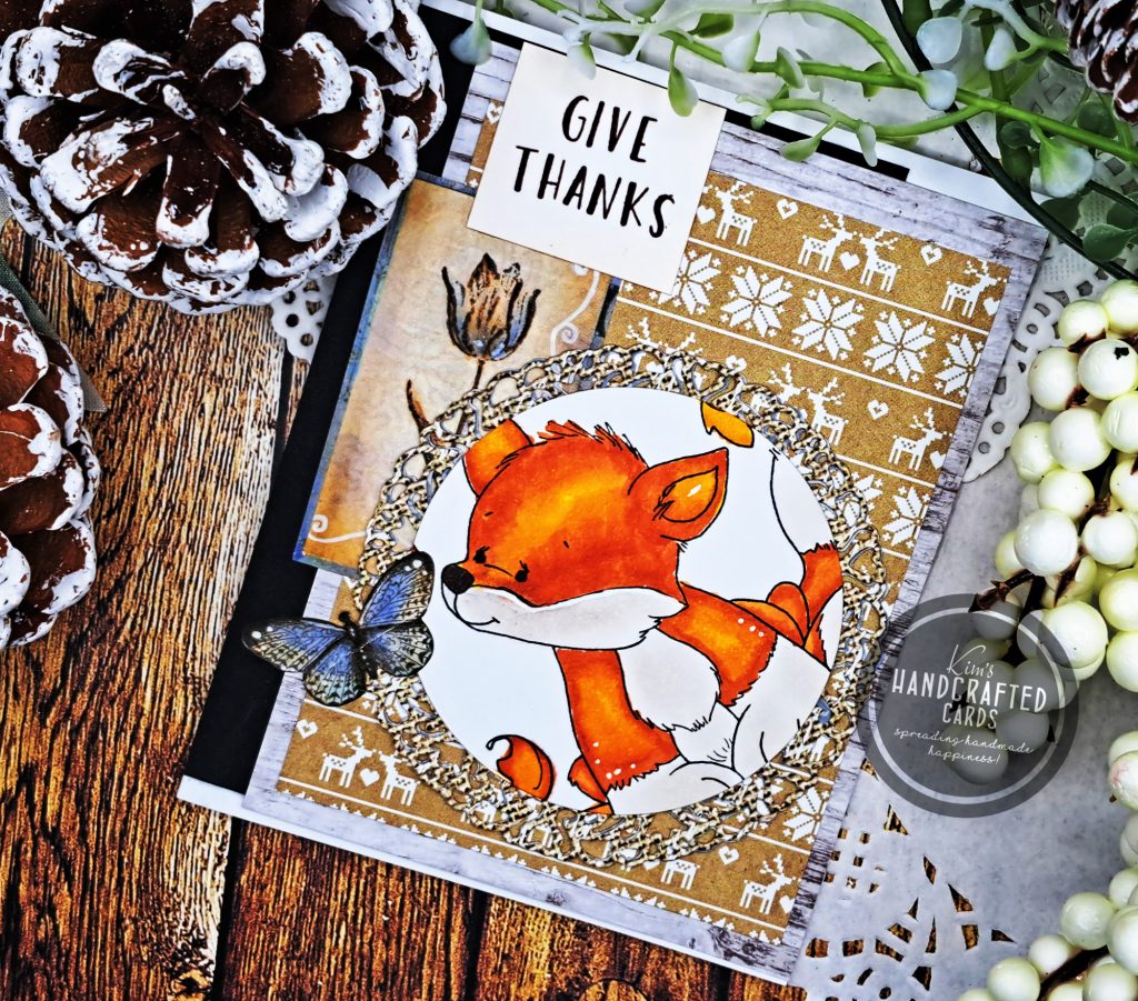 Mixing Pattern Papers with Digital: Whimsy Stamp's Autumn Fox