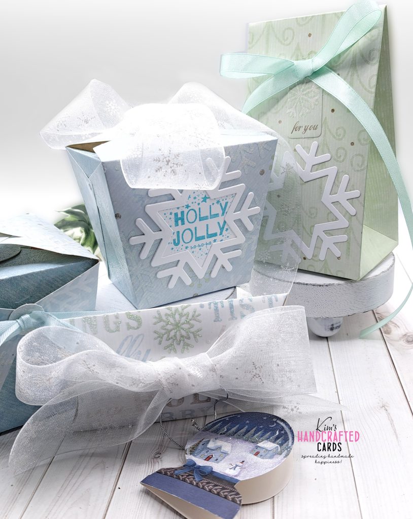 Winter Holiday Gift Bags, Boxes + Matching Card