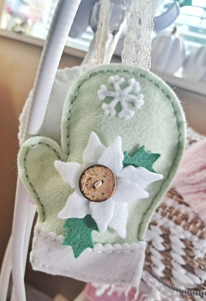Plush Mitten Ornament and a Little Freehand Stitching