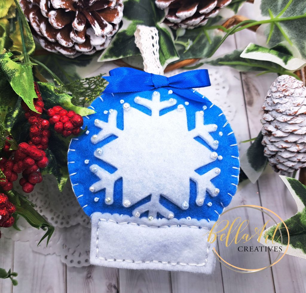 Snow Globe Stitched Felt Ornament made with Regular Dies